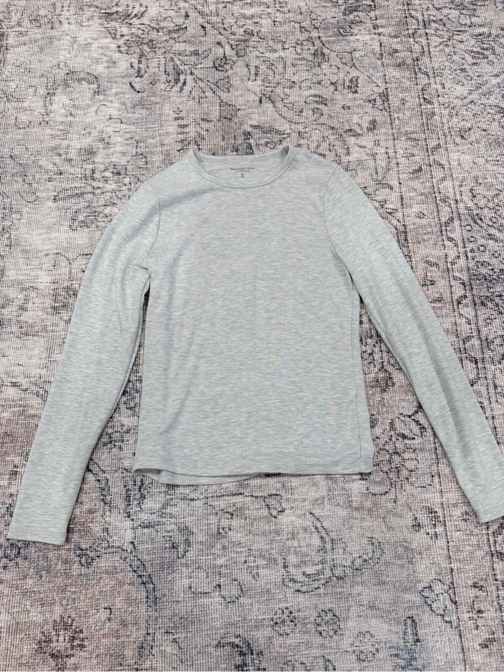 Abercrombie & Fitch Light Gray Long Sleeve Crewneck Top